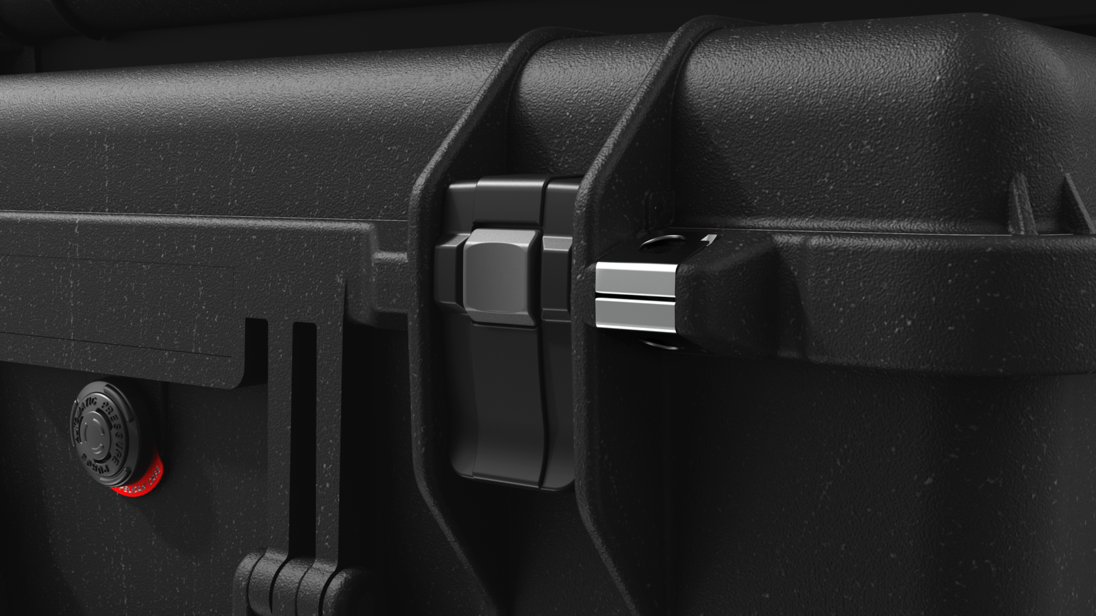 Closeup of Pelican Protector push-button latch